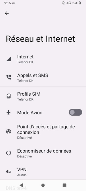 Sélectionnez Profils SIM