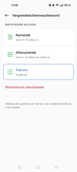Uw telefoon is nu beveiligd met een schermvergrendeling