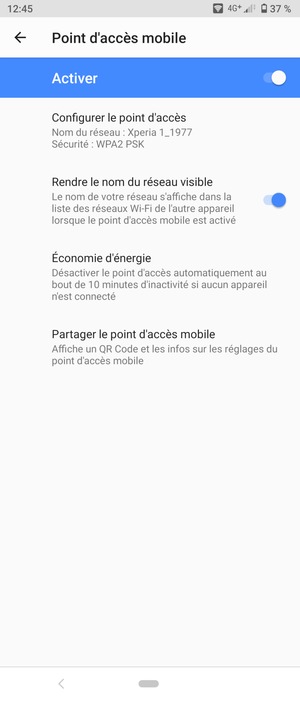 Votre téléphone est maintenant configuré pour être utilisé comme modem