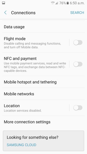 Scroll to and select Mobile networks