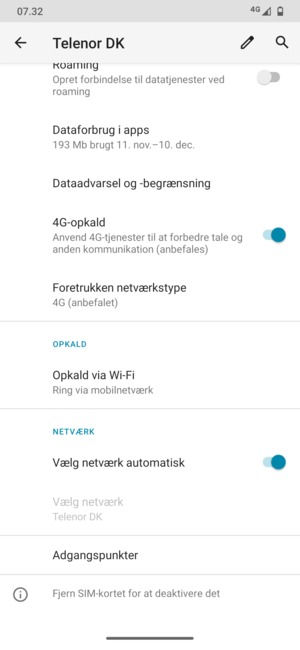 Slå Vælg netværk automatisk fra