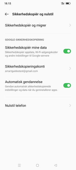 Vælg Sikkerhedskopieringskonti