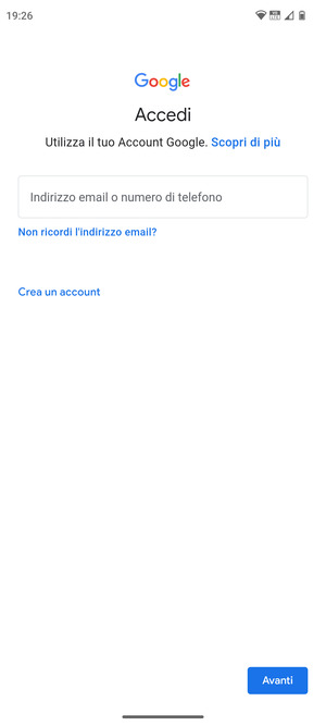 Inserisci il tuo indirizzo Gmail e seleziona Avanti
