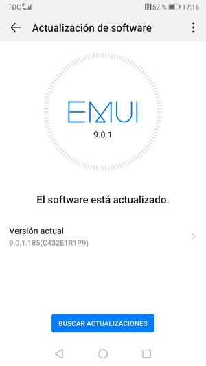 Si su teléfono está actualizado, verá la siguiente pantalla