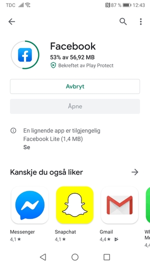 Vent til installasjonen er ferdig