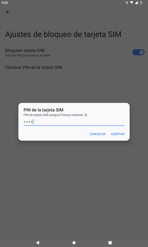 Introduzca su PIN de tarjeta SIM antiguo y seleccione ACEPTAR