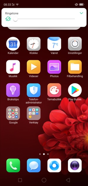 Trykk en gang til for lydløs modus