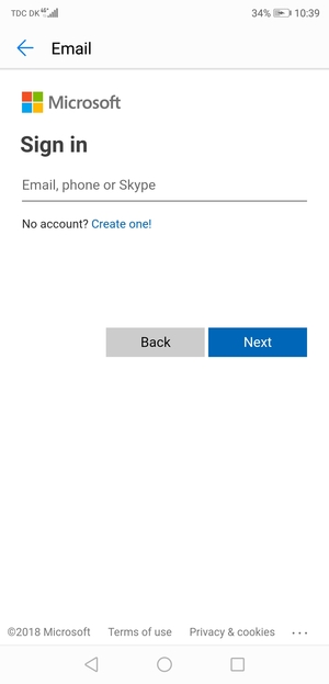Enter your Hotmail address and select Next