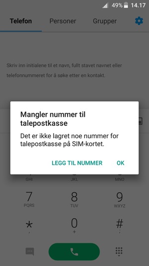 Hvis personsvar ikke er innstilt, velg LEGG TIL NUMMER