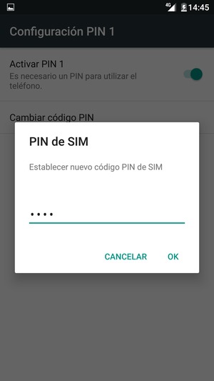 Introduzca su Nuevo código PIN de SIM y seleccione OK