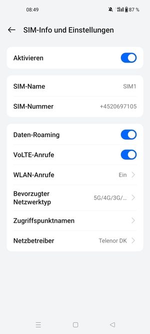 Schalten Sie Daten-Roaming an oder aus