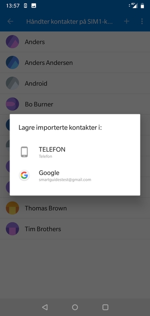 Velg din Google-konto