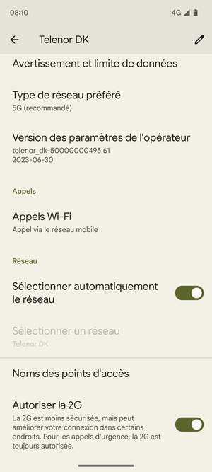 Sélectionnez Noms des points d'accès