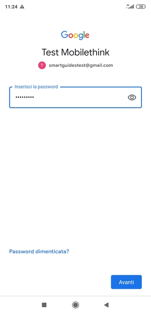 Inserisci la tua password di Gmail e seleziona Avanti
