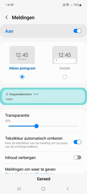 Selecteer uw voorkeursopties en selecteer Gereed