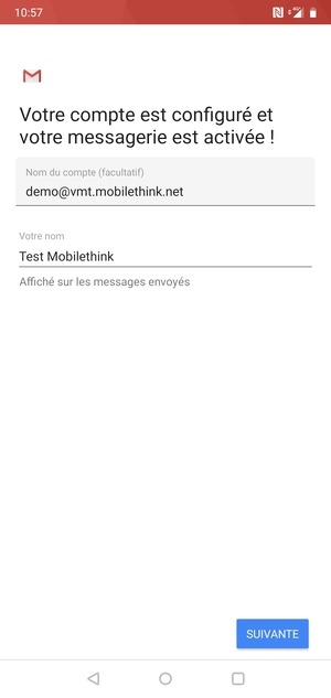 Donnez un nom à votre compte et saisissez votre nom. Sélectionnez SUIVANTE