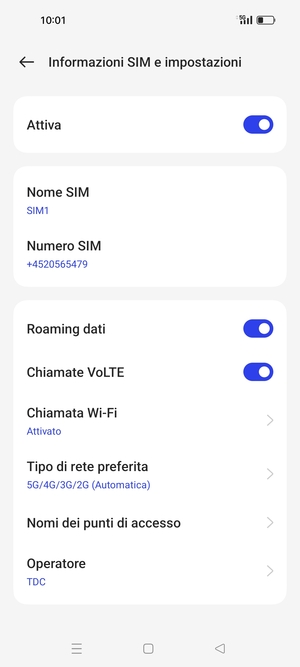 Attiva o disattiva Roaming dati