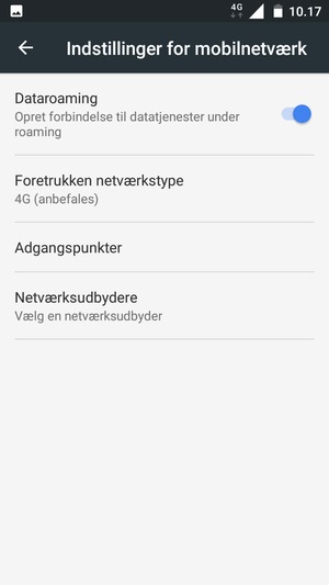 Slå Dataroaming til eller fra