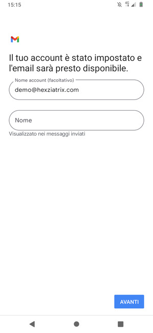 Scegli un nome per il tuo account e inserisci il tuo nome. Seleziona AVANTI