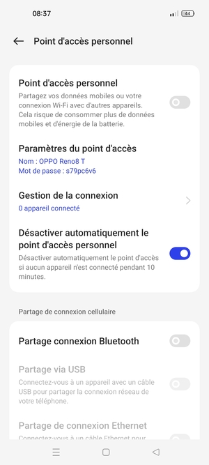 Sélectionnez Paramètres du point d'accès