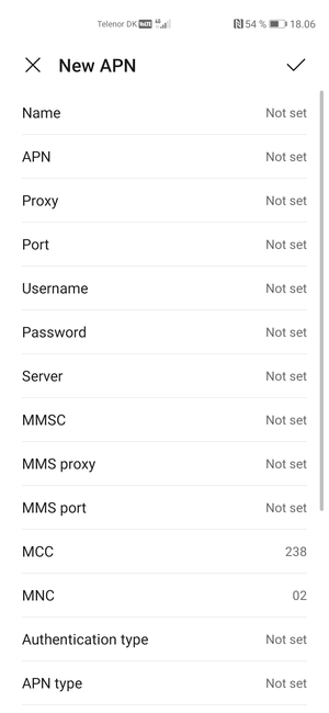 Enter Internet information