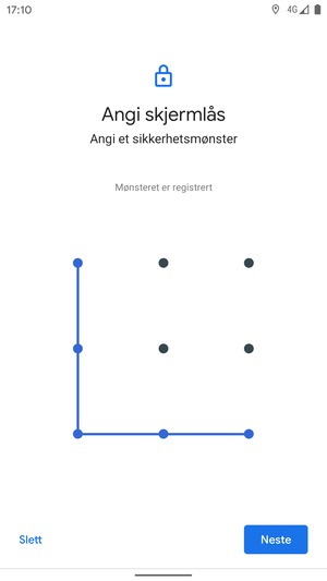 Tegn et opplåsingsmønster og velg Neste