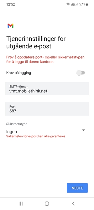 Velg NESTE