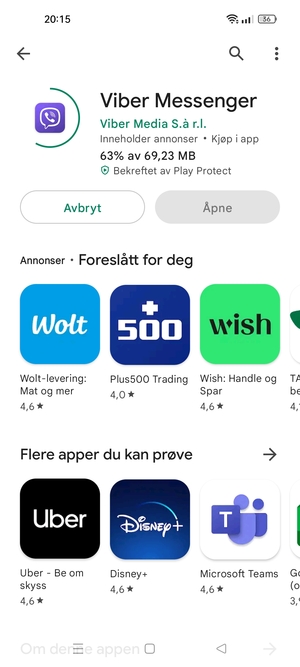 Vent til installasjonen er ferdig