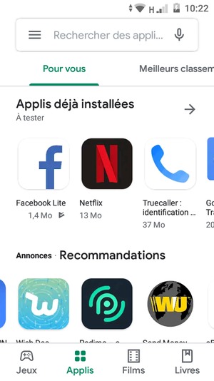 Sélectionnez la barre de Recherche