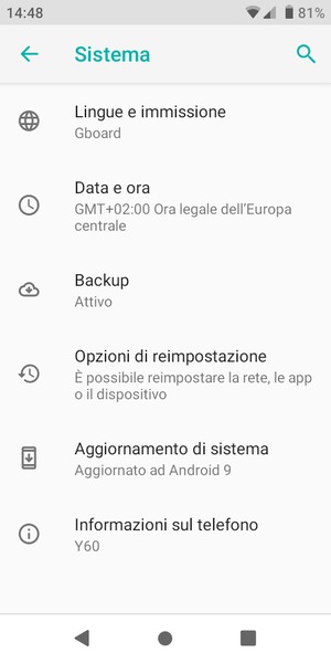 Seleziona Aggiornamento di sistema