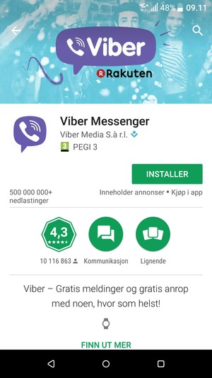 Velg INSTALLER