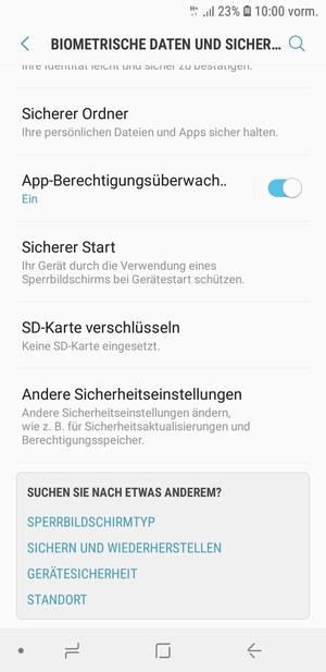 Scrollen Sie und wählen Sie Andere Sicherheitseinstellungen