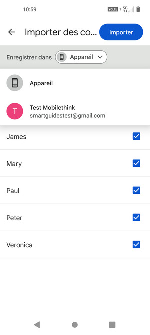Sélectionnez votre compte Google