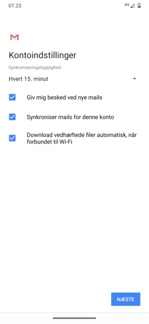 Vælg NÆSTE