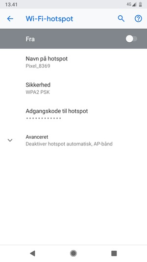 Vælg Adgangskode til hotspot