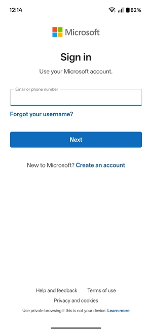 Enter your Email address and select Next