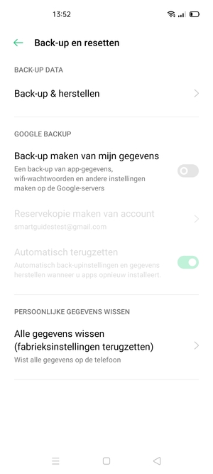 Schakel Back-up maken van mijn gegevens in