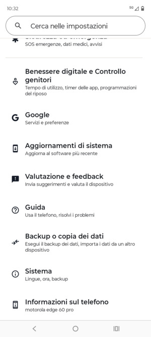Scorri e seleziona Aggiornamenti di sistema