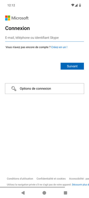 Saisissez votre adresse e-mail et sélectionnez Suivant