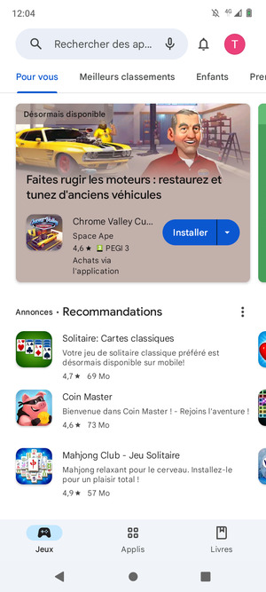 Sélectionnez la barre de Recherche