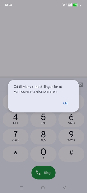 Hvis din telefonsvarer ikke er sat op, vælg OK