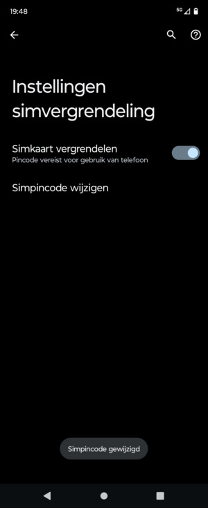 Uw Simpincode is gewijzigd