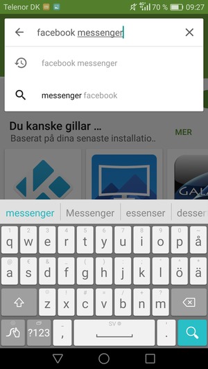 Ange app-namnet och välj Sök