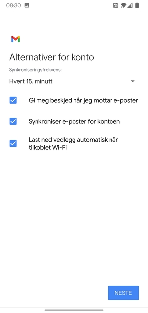 Velg NESTE