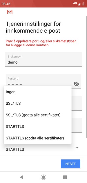 Velg Ingen og NESTE