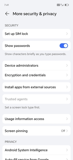 Select Set up SIM lock