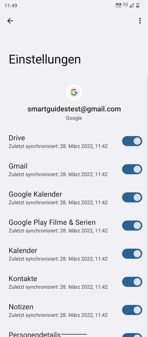 Stellen Sie sicher, dass Kontakte ausgewählt ist