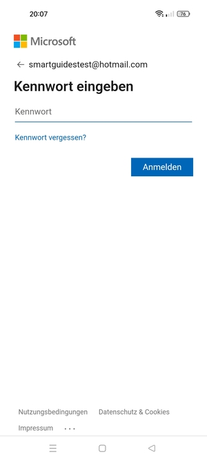 Geben Sie Ihre Passwort ein und wählen Sie Anmelden