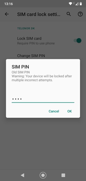 Enter your Old SIM PIN and select OK