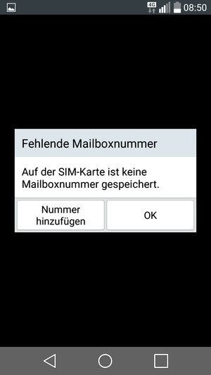 Falls Ihre Voicemail nicht eingerichtet ist, wählen Sie Nummer hinzufügen